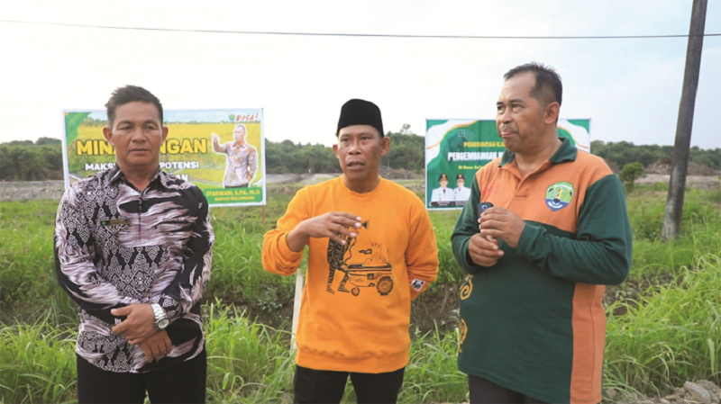 ISTIMEWA PERTANIAN: Bupati Bulungan bersama dengan Kepala Dispertan dan Kepala Desa Salimbatu meninjau kawasan Minapangan di Salimbatu.