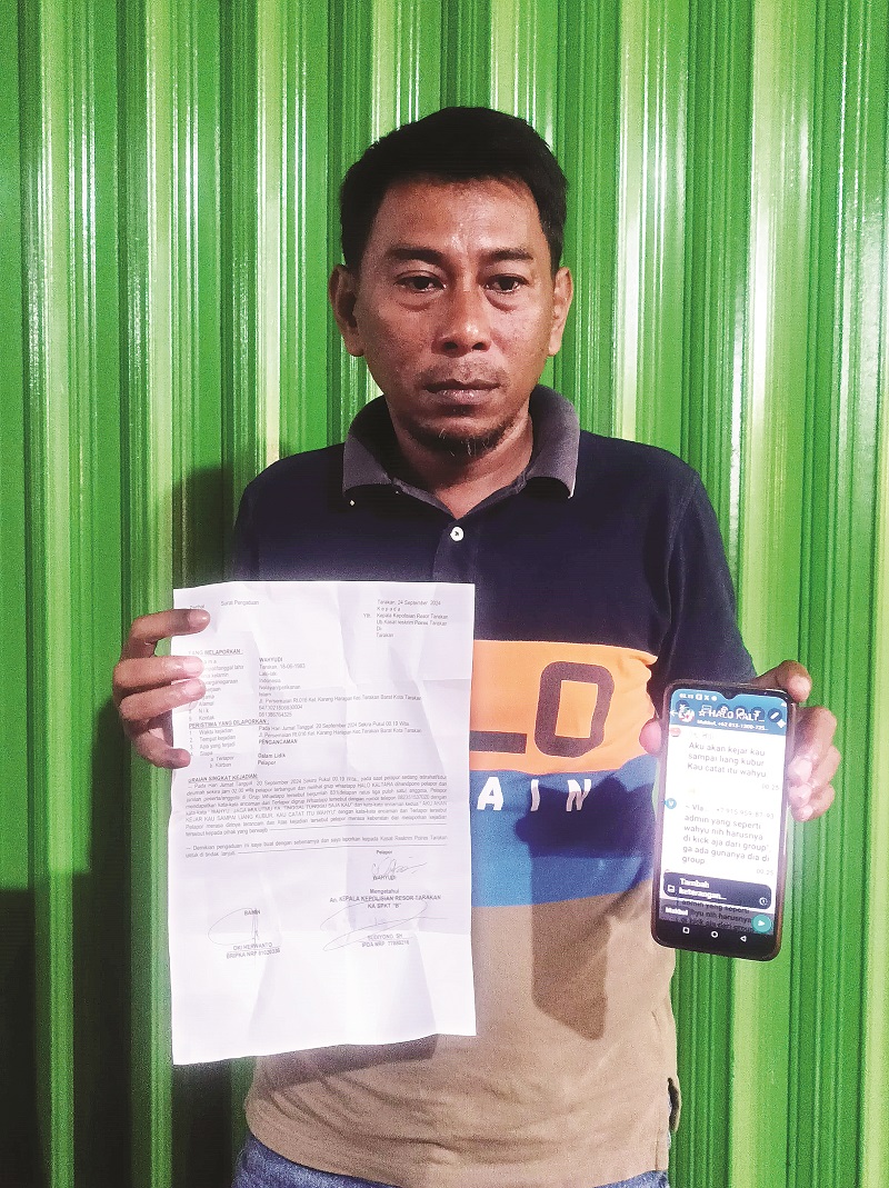 AGUS DIAN ZAKARIA/RADAR TARAKAN LAPORAN: Wahyudi, seorang warga Tarakan melaporkan dugaan pengancaman ke Polres Tarakan, Selasa (24/9).