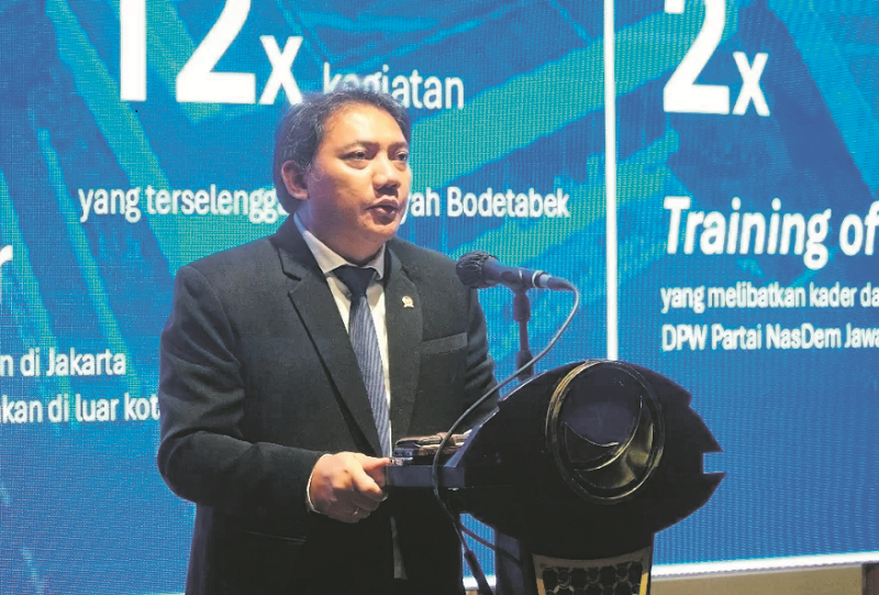 KONSTITUSI: Ketua Fraksi NasDem MPR Taufik Basari alias Tobas dalam acara Laporan Kinerja Fraksi NasDem MPR RI bertajuk Masa Depan Cita Kedaulatan Rakyat & Negara Hukum dalam Konstitusi Indonesia
