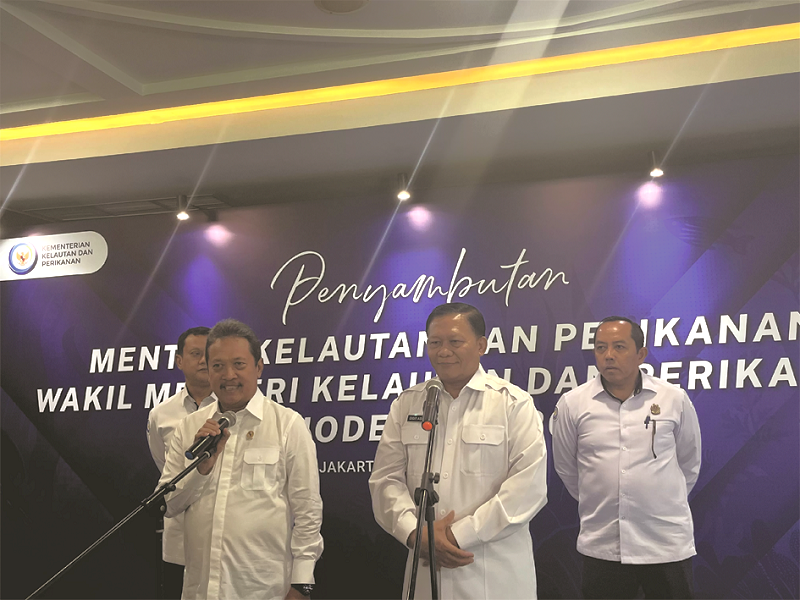 BERDUET: Menteri dan Wakil Menteri Kelautan dan Perikanan (KKP), Sakti Wahyu Trenggono dan Didit Herdiawan Ashaf mengaku siap berduet dalam Kabinet Merah Putih. (Nurul F/ JawaPos.com)