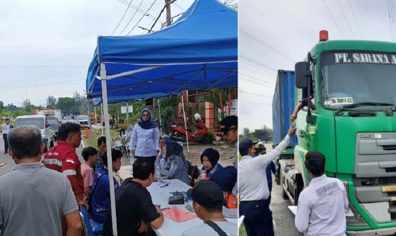 KP DITILANG: Sebanyak 200 kendaraan odol menjalani pemeriksaan dalam razia gabungan di Stadion Batakan, Balikpapan