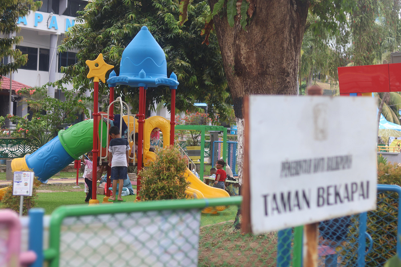 KP FASILITAS PUBLIK: Taman kota dan ruang bermain ramah anak, salah satu fasilitas umum dan sarana publik yang mendapat atensi serius dari Pemkot Balikpapan dalam alokasi penggunaan APBD.