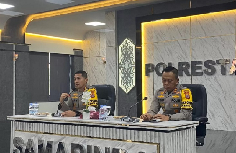 ISTIMEWA Kapolresta Samarinda Kombes Pol Ary Fadli saat memaparkan angka-angka kriminal Samarinda sepanjang 2024.