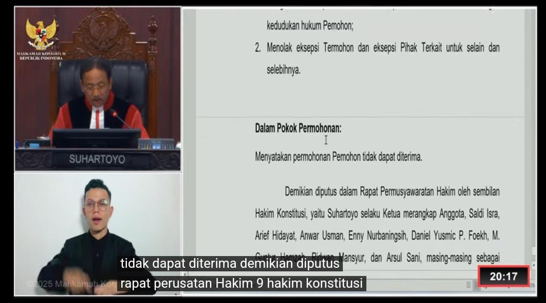 PUTUSAN; Sidang putusan permohonan sengketa hasil pilkada yang digelar di MK RI tadi malam.