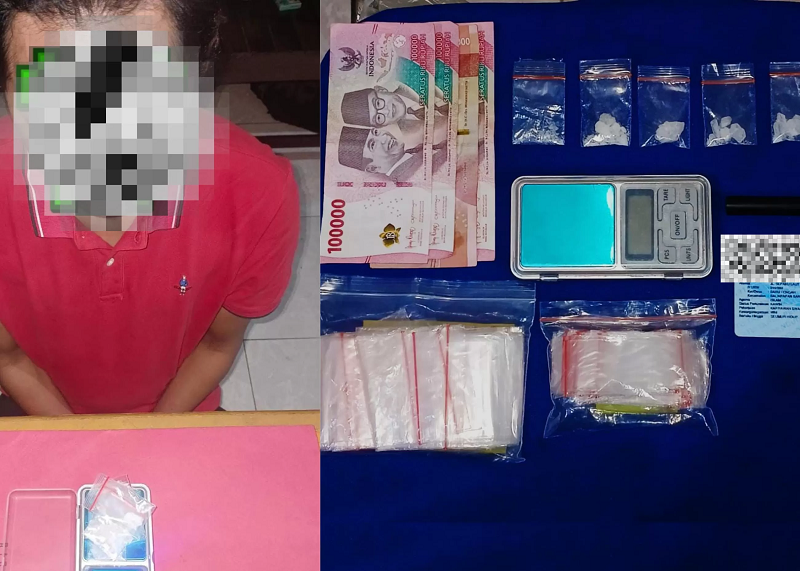 ISTIMEWA MASUK JERUJI: Satu tersangka pemilik narkotika jenis sabu seberat 5,37 gram berhasil diringkus polisi