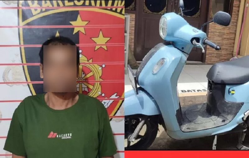 ISTIMEWA TERTANGKAP:&nbsp; Ferlian dan sepeda motor yang sempat dicurinya berhasil diamankan Polsek Samarinda Ulu.