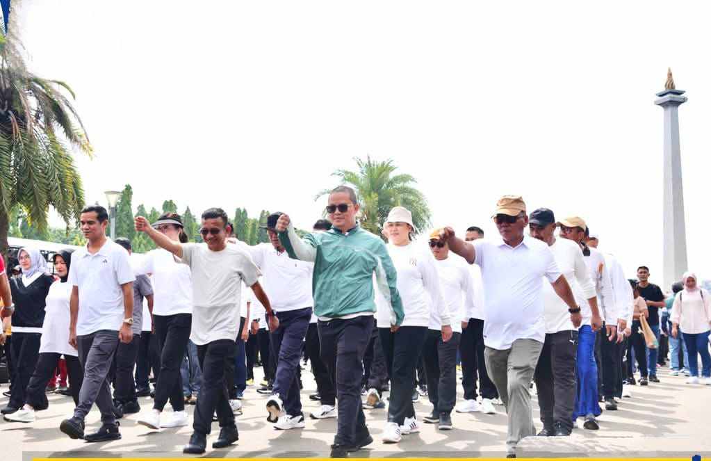 PERSIAPAN: Bupati dan Wakil Bupati terpilih Tana Tidung 2025-2030 mengikuti gladi kotor pelantikan kepala daerah serentak di Monas, Jakarta, Rabu (18/2).