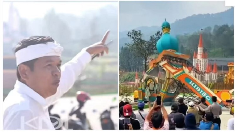 GERAM: Tangkapan layar video pembongkaran objek wisata Hibisc Fantasy oleh Pemprov Jawa Barat, Kamis (6/3). (@dedimulyadi71)