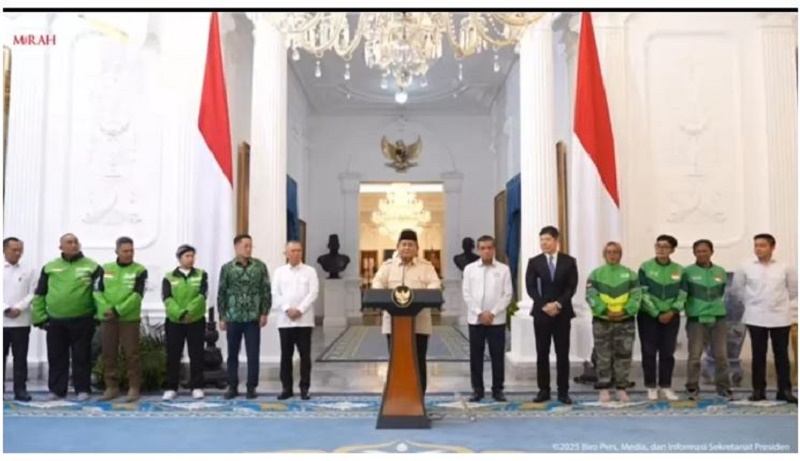 ILUSTRASI: Presiden Prabowo menerima perwakilan driver ojol di Istana. (Tangkapan layar YouTube Setpres)