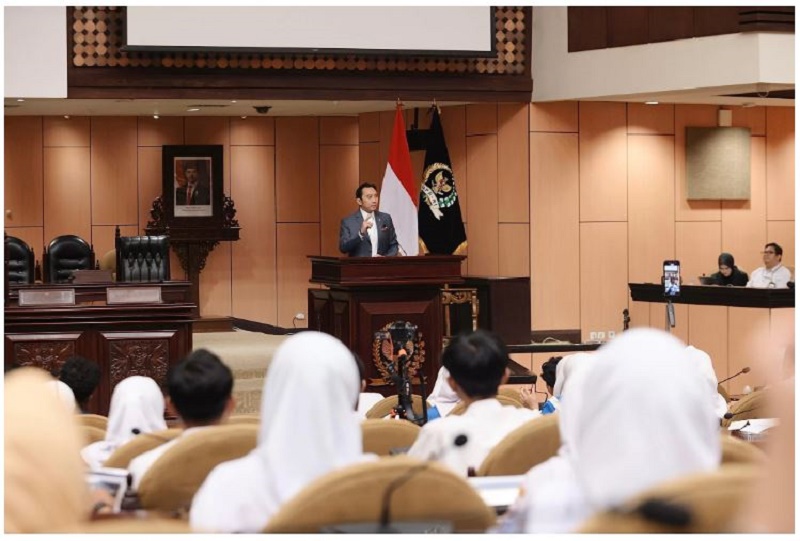 SOSIALISASI: Wakil Ketua MPR RI dari Partai Demokrat Edhie Baskoro Yudhoyono&nbsp; dalam acara Sosialisasi 4 Pilar MPR RI bertema Pancasila, Buku, dan Anak Bangsa