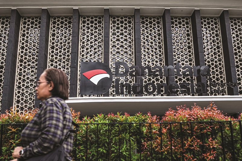 DISOROT: Gedung Bank Badan Pengelola Investasi Daya Anagata Nusantara (Danantara) di Cikini, Jakarta. (Hanung Hambara/Jawa Pos).