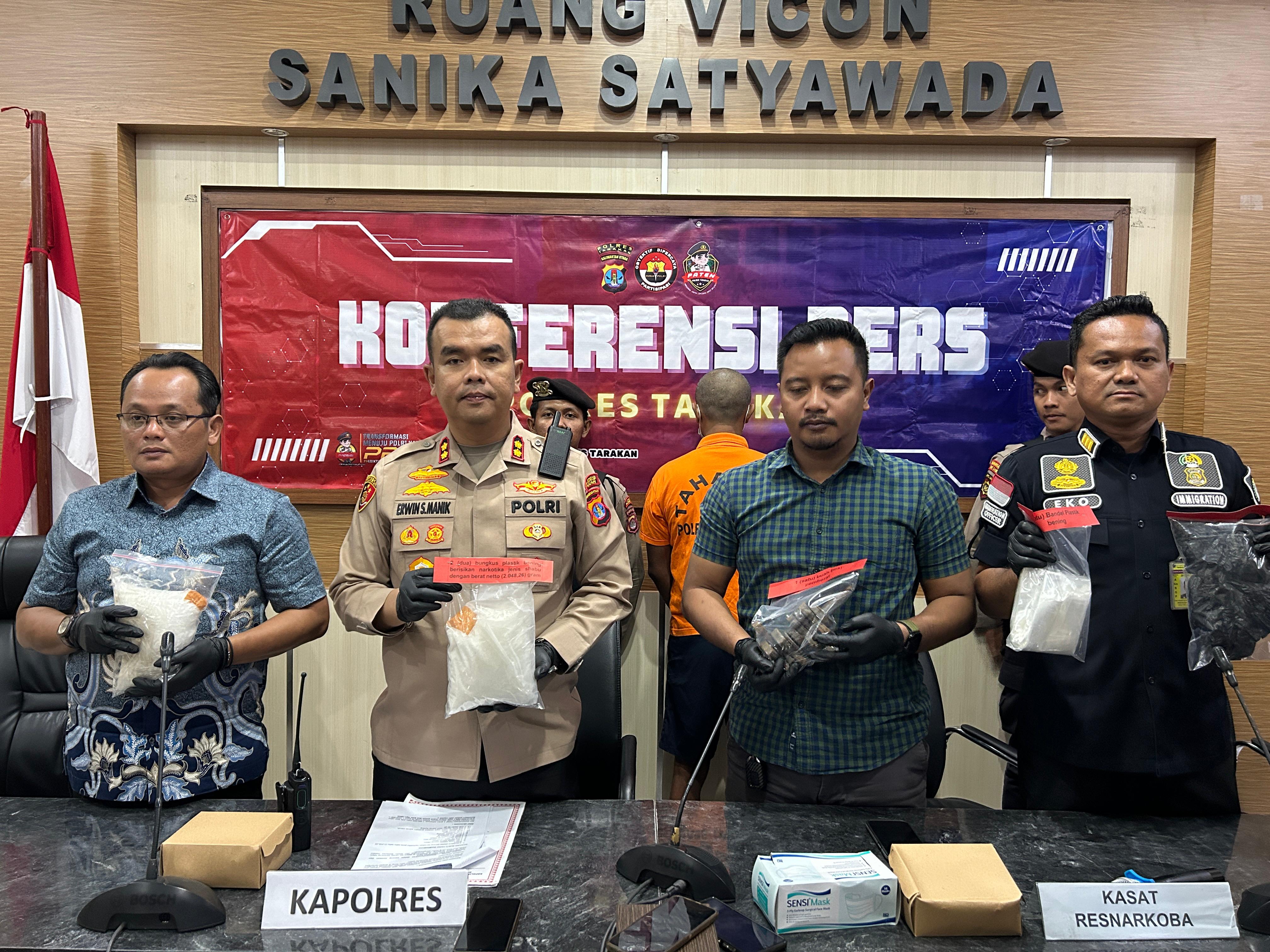 ELIAZAR/RADAR TARAKAN  DIUNGKAP : Sabu 2 kg yang melibatkan WNA Malaysia berhasil diungkap Polres Tarakan.