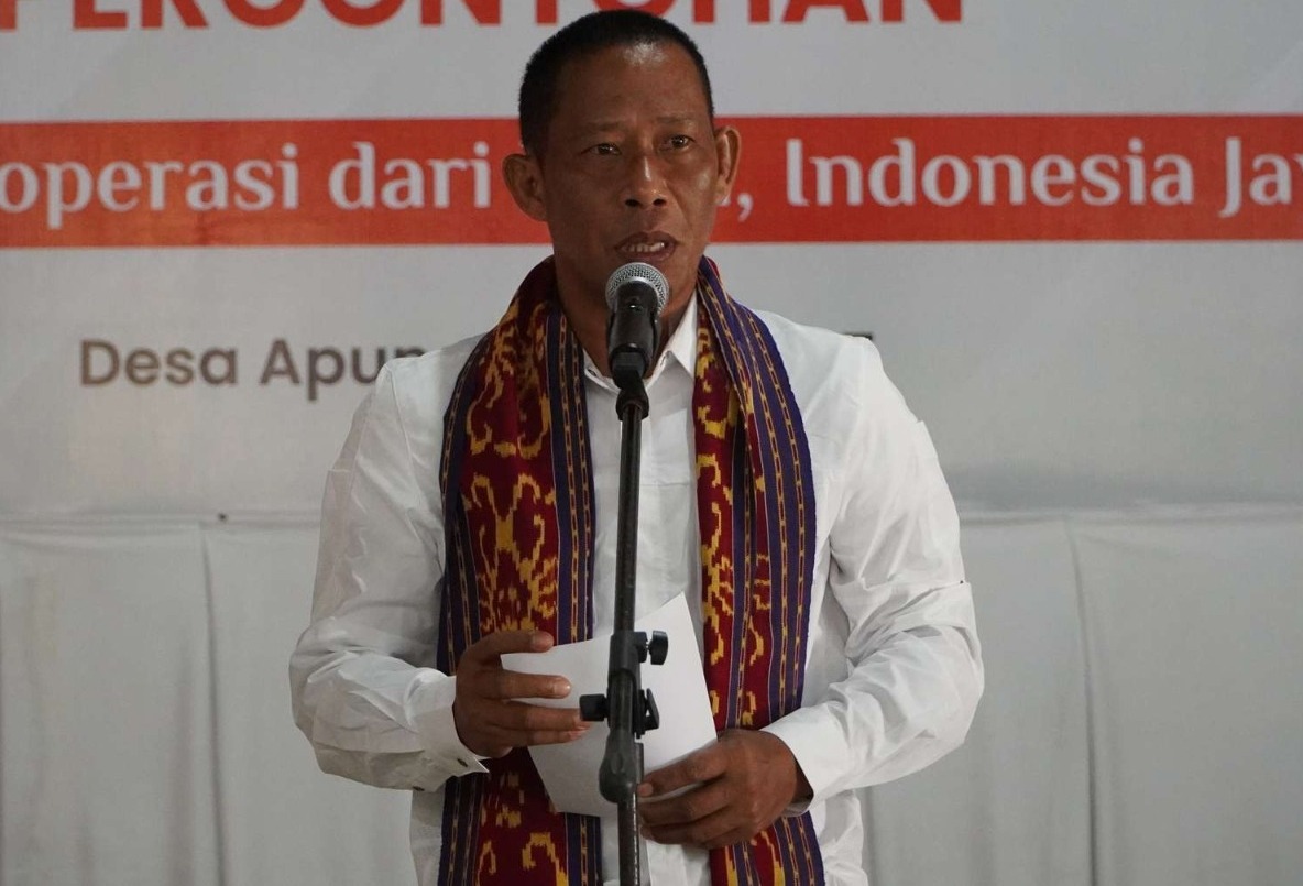BERI ARAHAN : Bupati Bulungan saat memberikan arahan dalam peluncuran Koperasi Merah Putih, Senin (21/7).