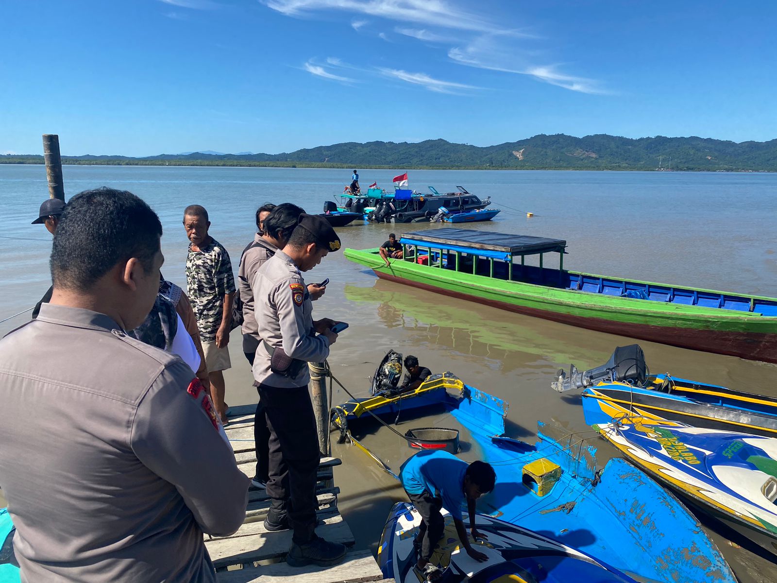 SPEEDBOAT DIAMANKAN: Kedua speedboat yang terlibat laka laut masih diamankan di Mako Polairud Polres Nunukan. FOTO:&nbsp;DOK POLRES NUNUKAN