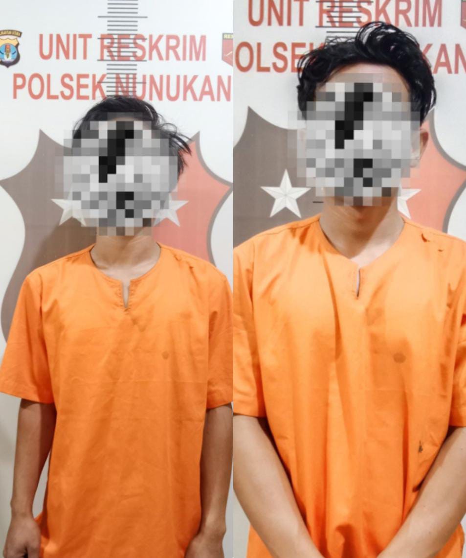 DIAMANKAN: Kedua pelaku pencurian peralatan pabrik aspal telah diamankan di Polsek Nunukan.FOTO:&nbsp;POLRES NUNUKAN