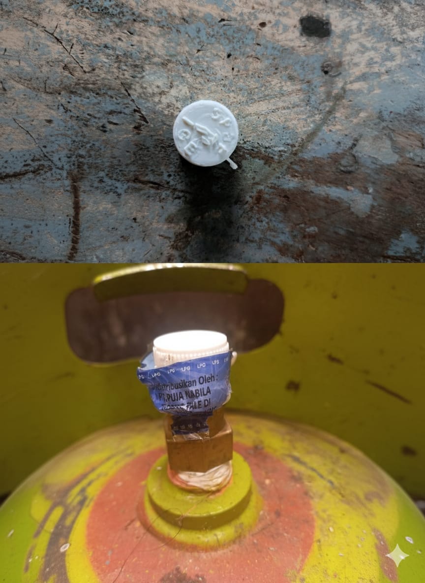 &lrm;RESMI: Masyarakat diimbau lebih jeli membeli gas elpiji 3 kg dengan memperhatikan stiker dan kode resmi yang ada di tutup tabung seperti foto di atas FOTO:IST
