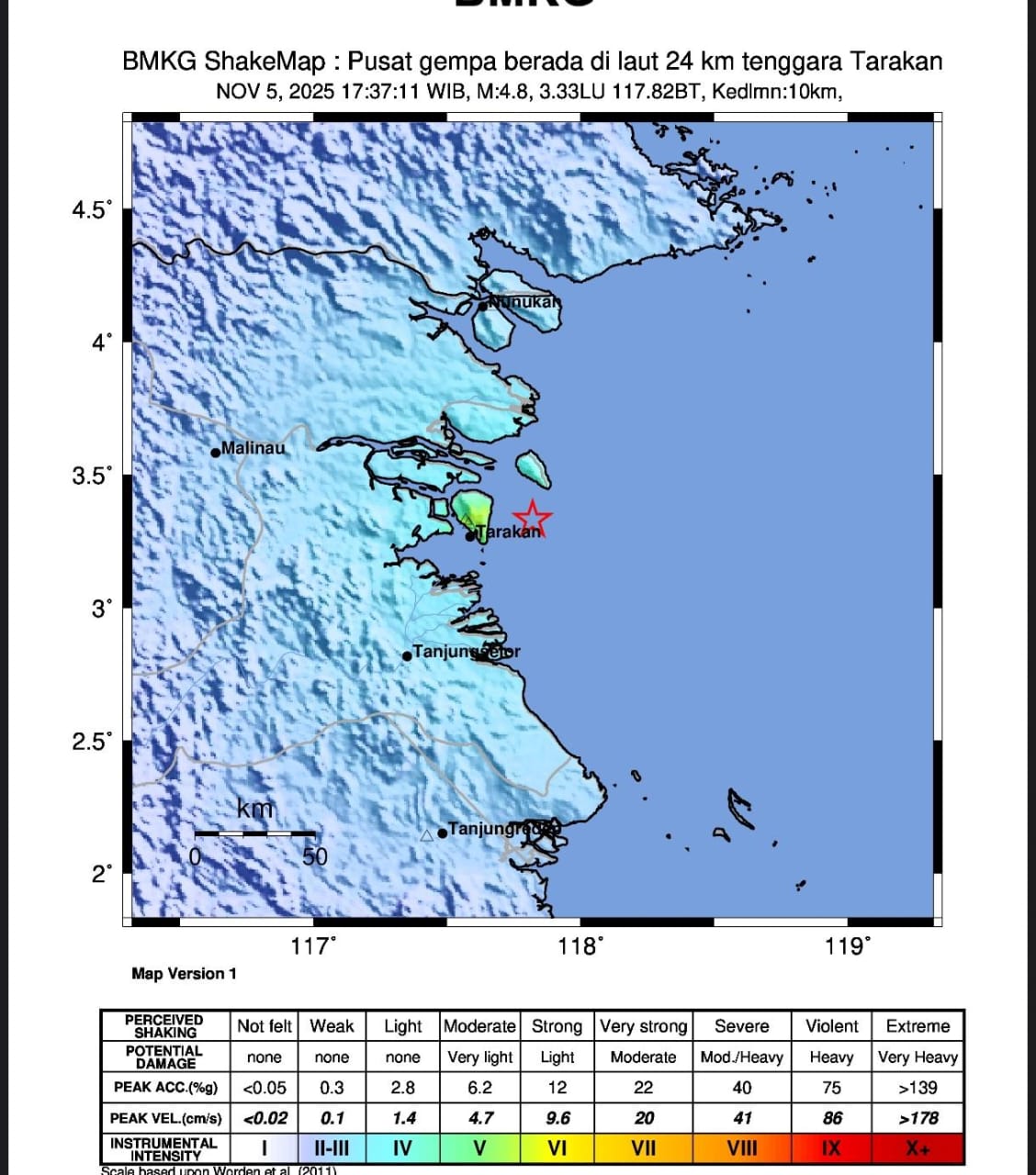 GEMPA: Lokasi terjadinya gempa. FOTO: ISTIMEWA