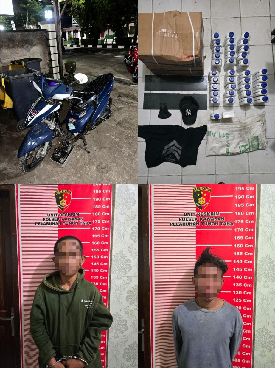 DIAMANKAN: Kedua pelaku dan barang bukti telah diamankan di Mako Polres Nunukan FOTO:DOK POLRES NUNUKAN