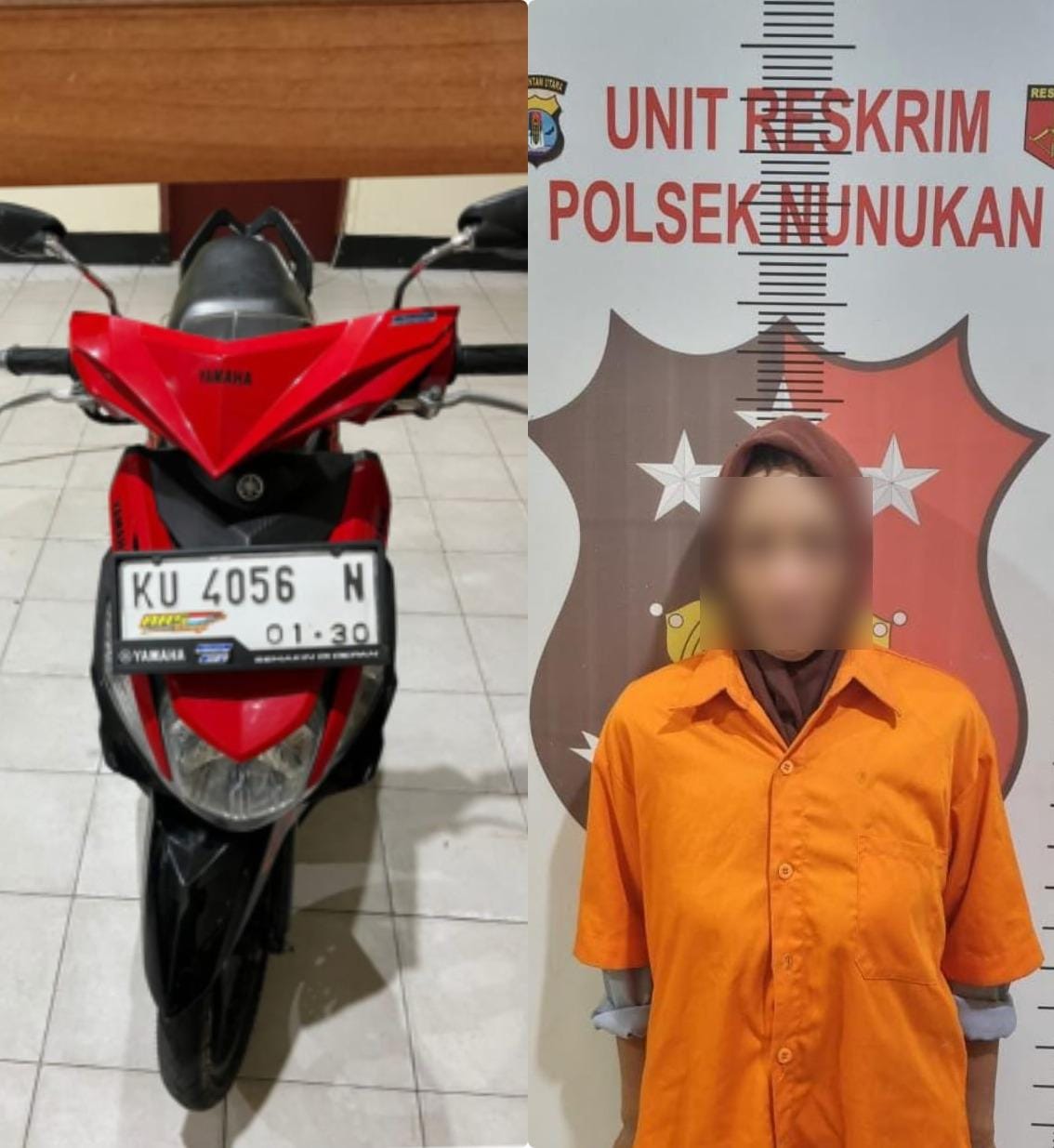 DOK POLSEK NUNUKAN DIAMANKAN: Pelaku penggelapan motor termasuk barang bukti telah diamankan di Polsek Nunukan