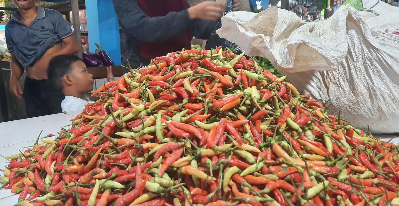 DIPA/RADAR TARAKAN NAIK: Cabai di Pasar Induk Malinau yang mengalami kenaikan harga