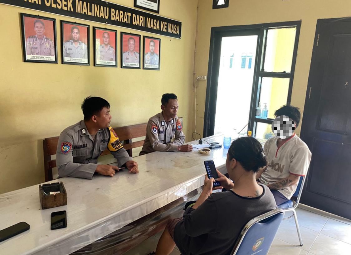 TERBONGKAR: Penanganan aduan masyarakat oleh petugas Polsek Malinau Barat terkait keributan Pasutri di Desa Tanjung Lapang.