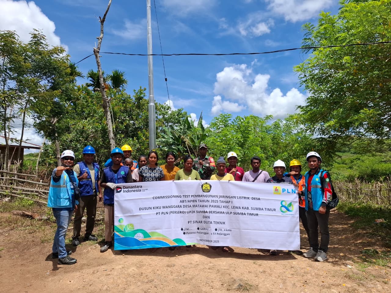 Commissioning Test Pembangunan Jaringan Lisdes, Dusun Kiku Wanggara, Desa Matawai Pawali, Kec. Lewa, Kab Sumba Timur, NTT, November 2025