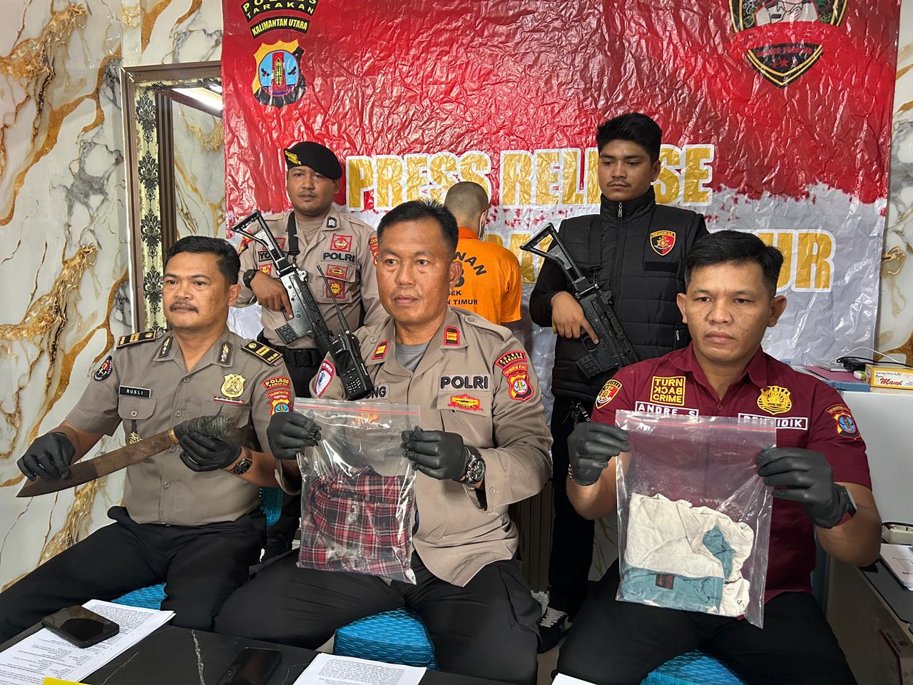 DIAMANKAN : Barang bukti dan pelaku berhasil diamankan oleh Polsek Tarakan Timur.