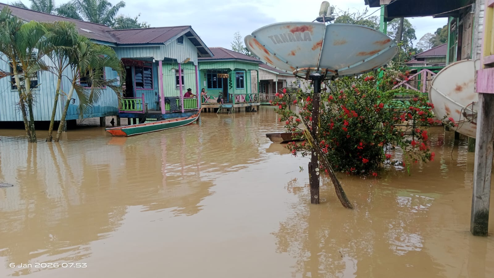 BENCANA : Banjir yang terjadi di Kecamatan Sembakung statusnya kini ditetapkan sebagai Tanggap Darurat Bencana Banjir.