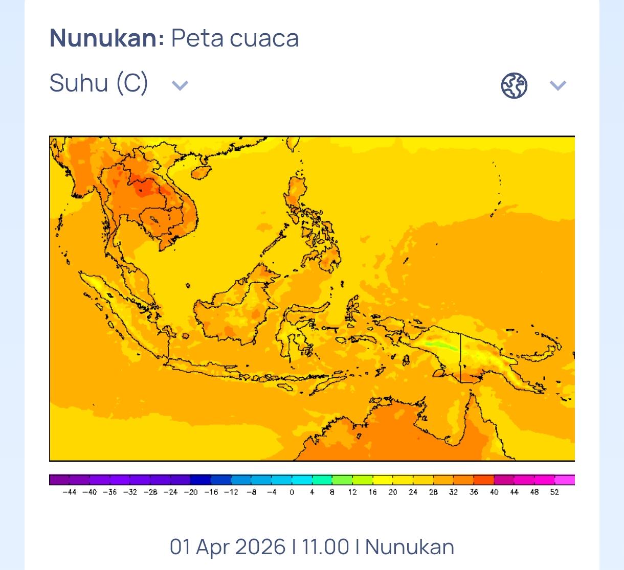 TERIK : Peta sebaran panas berpotensi berlangsung hingga awal April 2026.