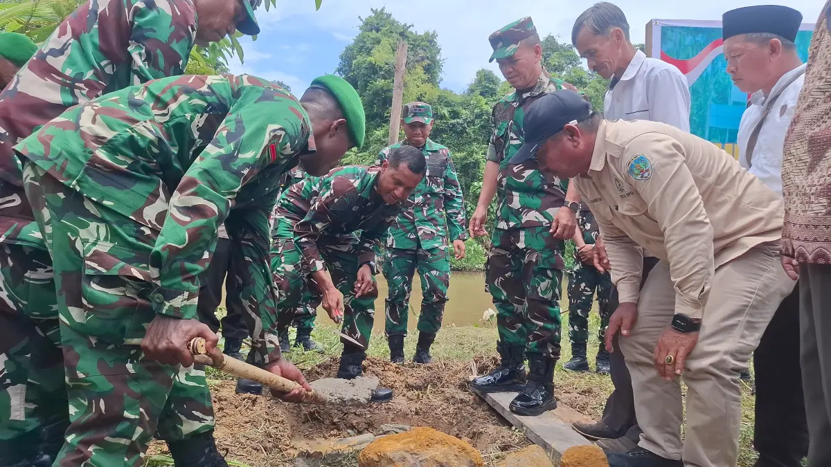 Pembangunan jembatan Perintis Garuda tahap III dimulai di Desa Buong Baru, Kecamatan Betayau, Kabupaten Tana Tidung, Rabu (1/4).