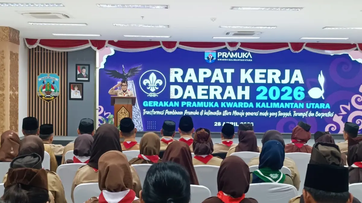 KOLABORASI: Ketua Kwarda Pramuka Kaltara, Rahmawati membuka rapat kerja Kwarda Pramuka Kaltara di Tanjung Selor. FOTO: IWAN K/RADAR TARAKAN