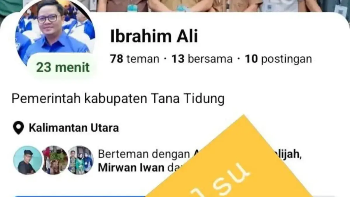 HOAKS: Salah satu akun palsu yang mengatasnamakan Bupati Ibrahim Ali.