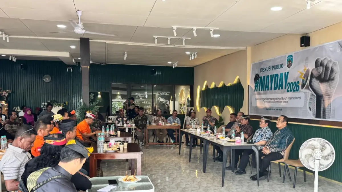 PERINGATAN: Pelaksanaan diskusi para buruh dan pemerintah daerah di Tanjung Selor di momentum May Day 2026. FOTO: IWAN K/RADAR TARAKAN