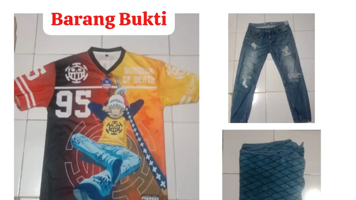 BARANG BUKTI : Pelaku KDRT kini diamankan di Mapolsek untuk mempertanggungjawabkan perbuatannya.&nbsp;