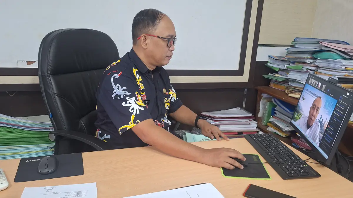 RAPAT DARING: BPN Bulungan mengikuti zoom rakor secara daring terkait inventarisasi tanah terindikasi telantar. FOTO: BPN BULUNGAN