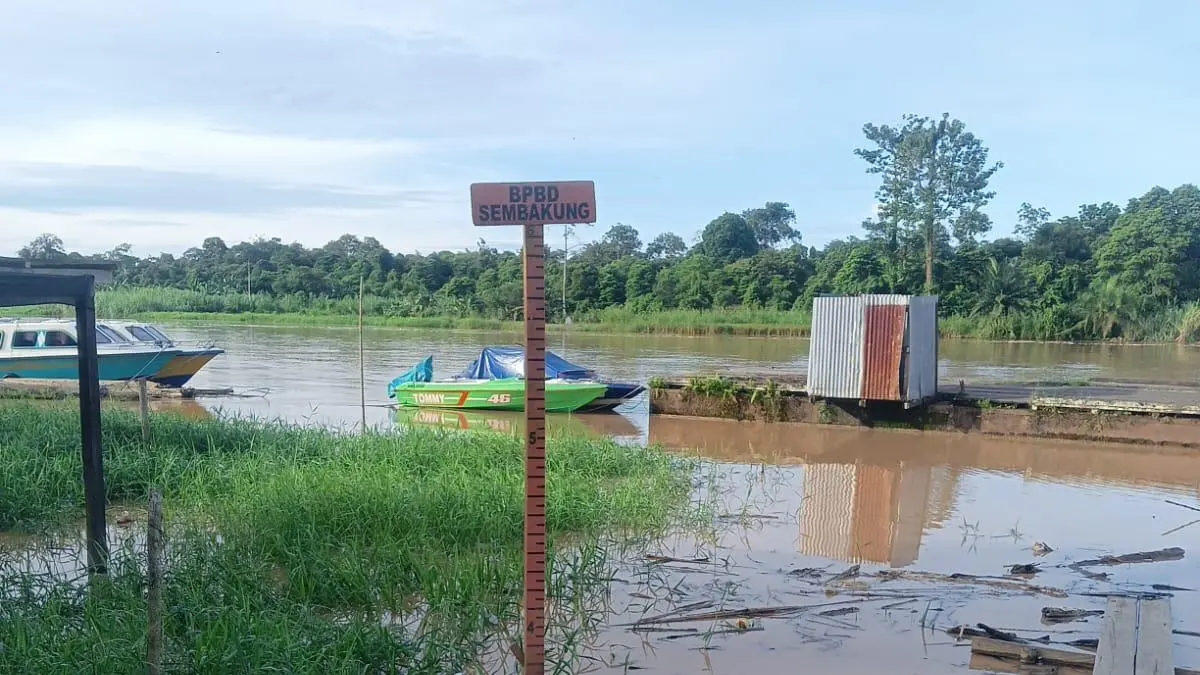 KENAIKAN : Berdasarkan alat ukur BPBD yang terpasang menunjukkan adanya kenaikan TMA Sungai Sembakung pada, Selasa (19/5).&nbsp;
