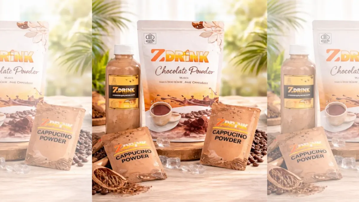 PRODUK UMKM: Produk minuman cokelat instan dan cappuccino merek Zdrink yang dikembangkan dari bahan baku kakao pilihan asal Lampung, sebagai upaya meningkatkan nilai tambah komoditas lokal dan memperluas pasar UMKM.