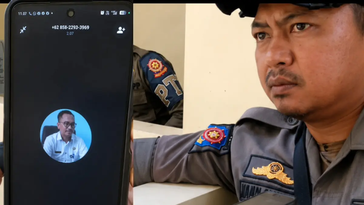 WASPADA: Anggota Satpol PP Tana Tidung saat menerima telepon pelaku penipuan yang mencatut nama Kasatpol PP Tana Tidung. 