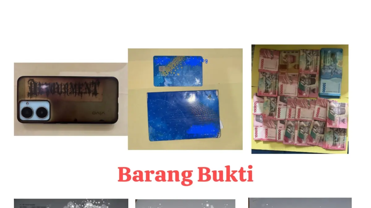 DIAMANKAN : Barang bukti berupa handphone, bukti transaksi hingga uang tunai diamankan dari AR.&nbsp;