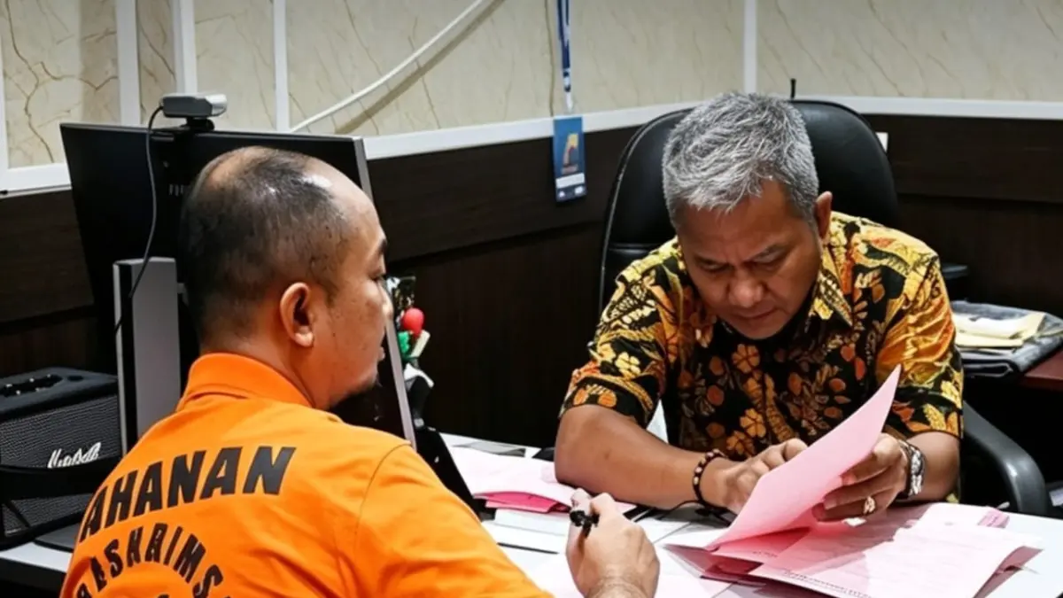 DIPERIKSA: Penyidik memeriksa berkas perkara salah satu tersangka kasus dugaan korupsi pemberiaan fadilitas kredit fiktif. FOTO: DOK KEJATI KALTARA