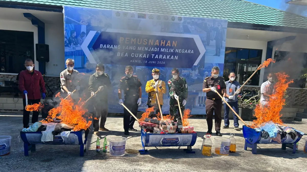 DIMUSNAHKAN : Bea Cukai Tarakan memusnahkan barang bukti hasil penindakan periode September 2025 hingga Januari 2026. ELIAZAR/RADAR TARAKAN&nbsp;