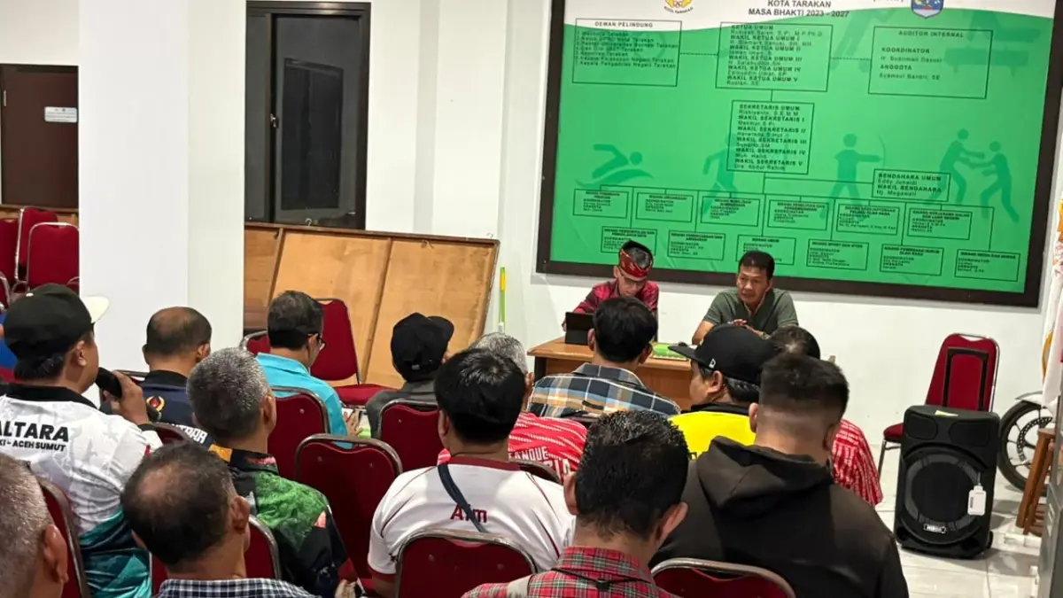 RAKOR : KONI Tarakan bersama pengurus cabang olahraga melakukan rakor dalam menghadirkan Porprov II Kaltara di Kabupaten Malinau. ISTIMEWA