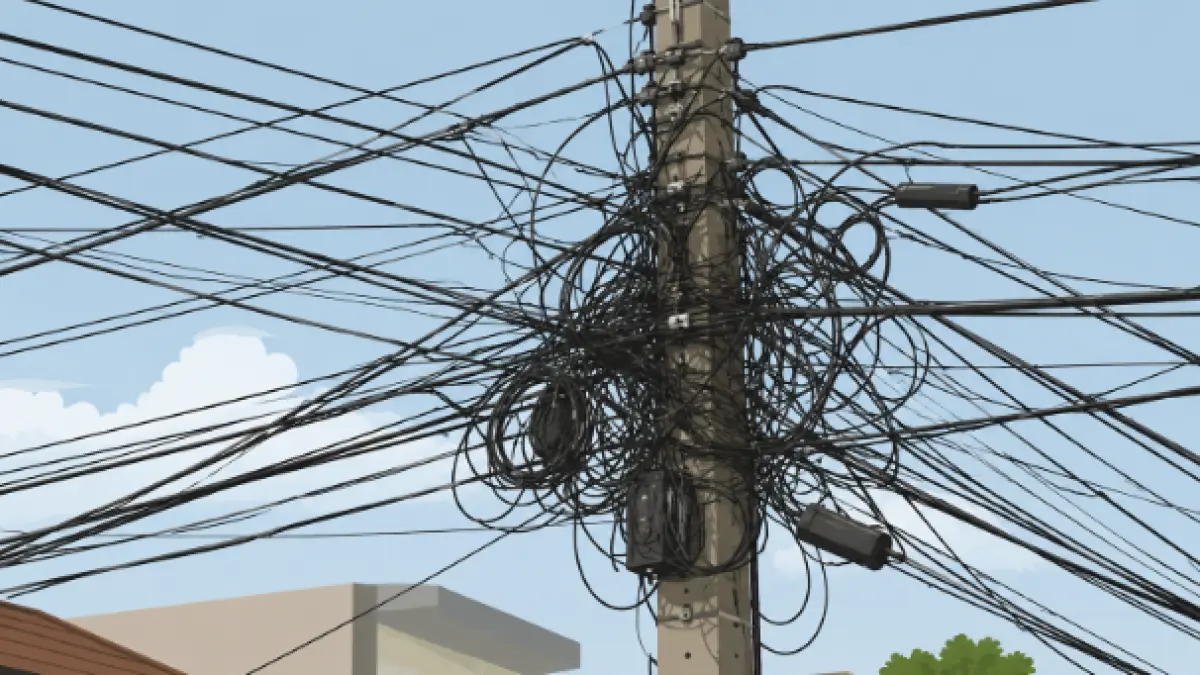 Ilustrasi Kabel Utilitas Semrawut