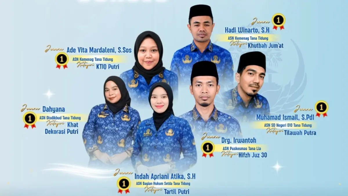 MEMBANGGAKAN: Enam ASN Tana Tidung membawa hasil terbaik pada MTQ Korpri Provinsi Kaltara.(FOTO: IST)