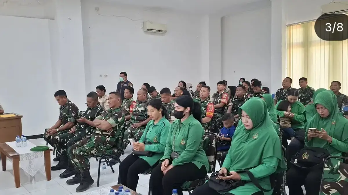 DETEKSI DINI: Jajaran personel Kodim 0914/Tnt bersama para istri mengikuti sosialisasi pemeriksaan TB. 