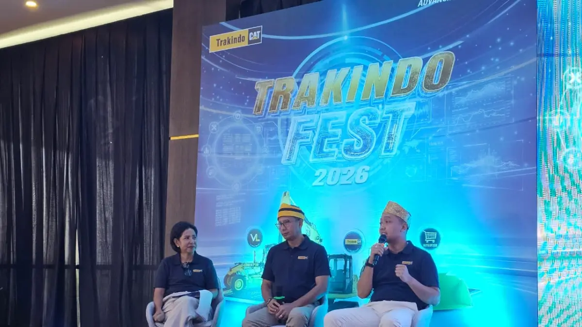 DISKUSI: Narasumber dari PT Trakindo Utama memaparkan inovasi teknologi alat berat dan solusi digital dalam sesi Tech Talk Show pada Trakindo Fest 2026 di Tanjung Selor, Kamis (23/7).