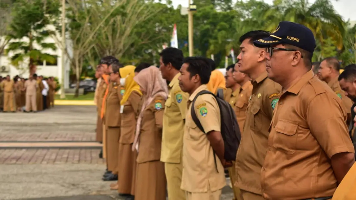 APEL ASN: ASN di lingkungan Pemkab Bulungan mengikuti apel gabungan di halaman Kantor Bupati Bulungan, Tanjung Selor.