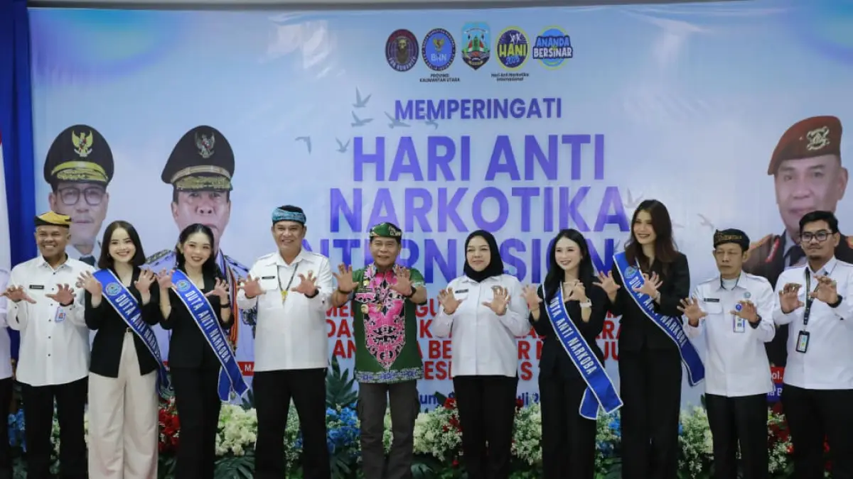 PERBATASAN: Gubernur Kaltara bersama Kepala BNNP Kaltara dan jajaran pada peringatan HANI 2026 di Tanjung Selor. FOTO: DKISP KALTARA