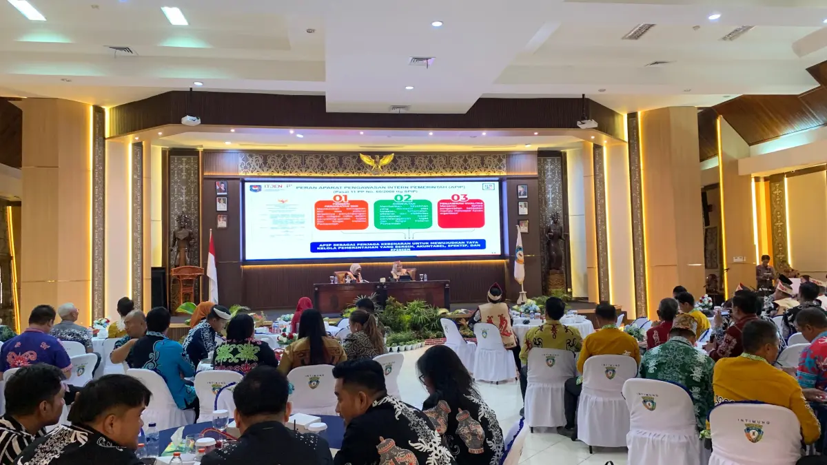 APIP: Inspektur IV Itjen Kemendagri, Dwi Budi Wahyuningsih saat memberikan materi dalam Rapat Koordinasi APIP Se-Kalimantan Utara di Malinau. FOTO: DIPA/RADAR TARAKAN