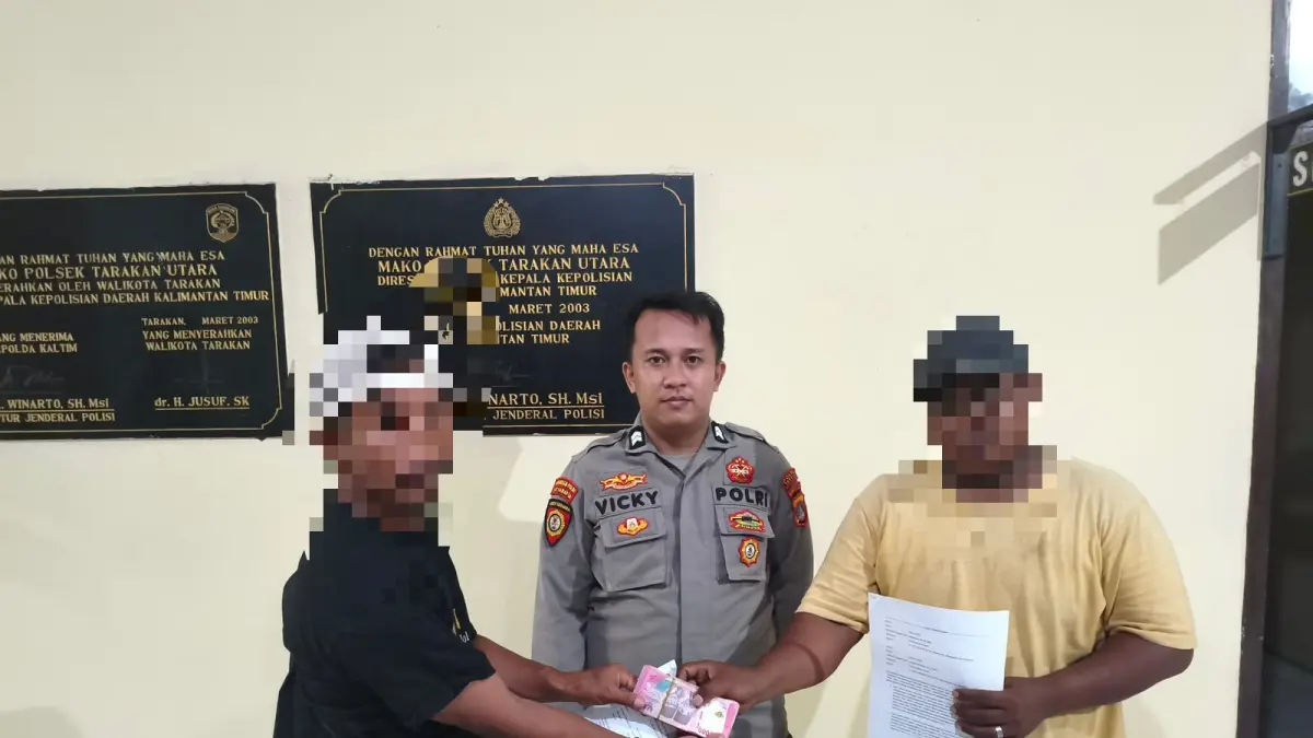 MEDIASI : Polsek Tarakan Utara melakukan mediasi kasus dugaan penikaman yang melibatkan sesama pekerja proyek pembangunan Sekolah Rakyat di Tarakan. ISTIMEWA